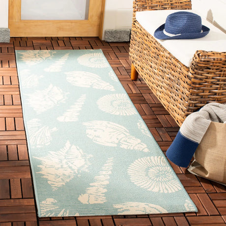 Safavieh Courtyard 2'-3" x 6'-7" Rug in Aqua / Beige