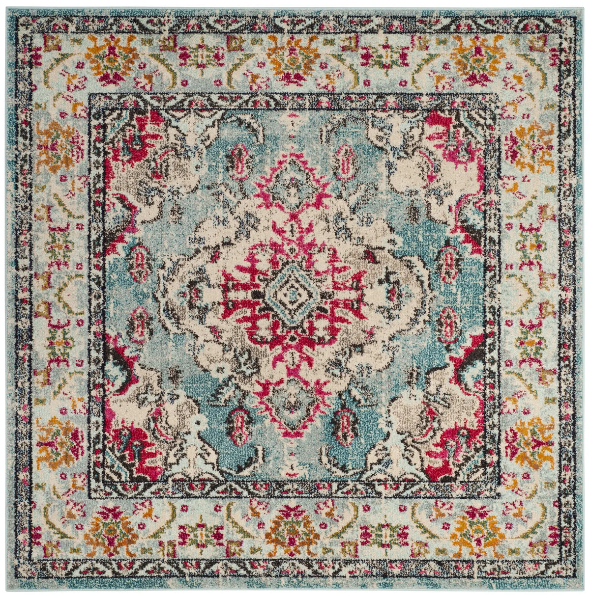 Safavieh Monaco 5'-0" x 5'-0" Rug in Light Blue / Fuchsia