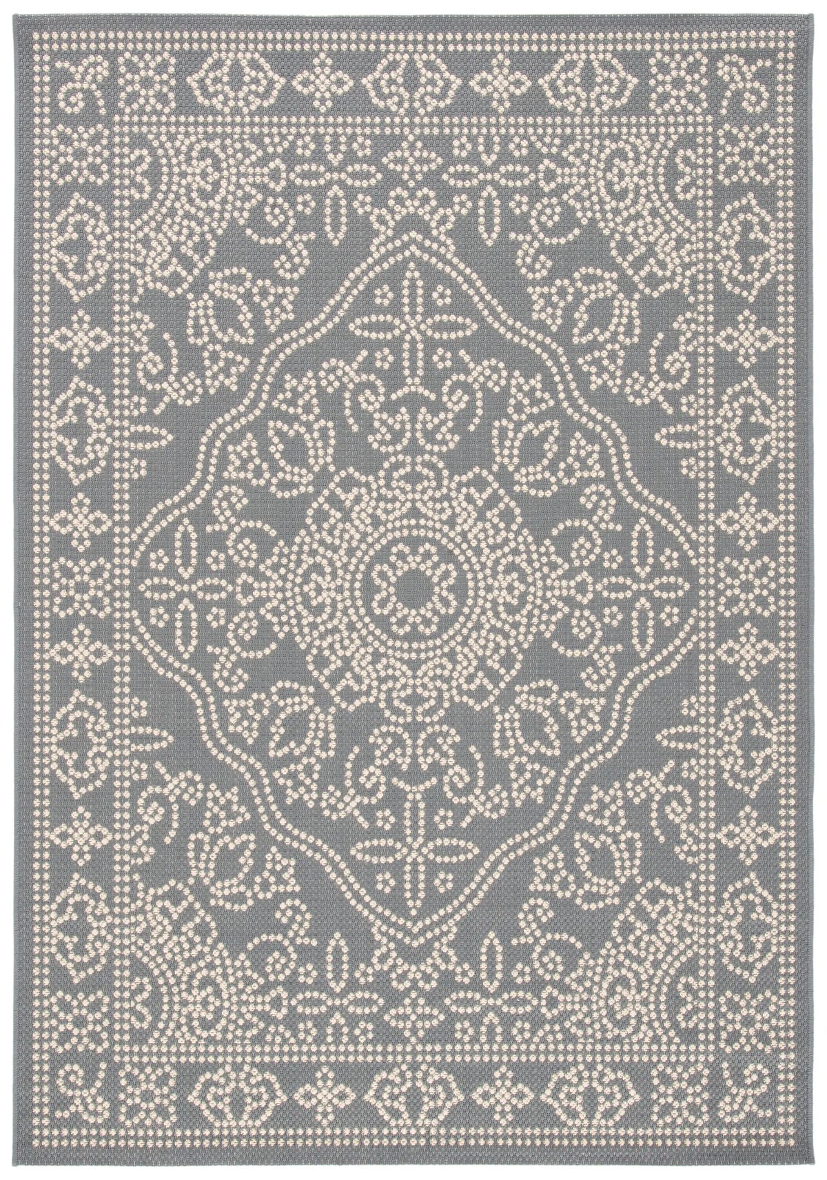 Safavieh Courtyard 5'-3" x 7'-7" Rug in Anthracite / Beige
