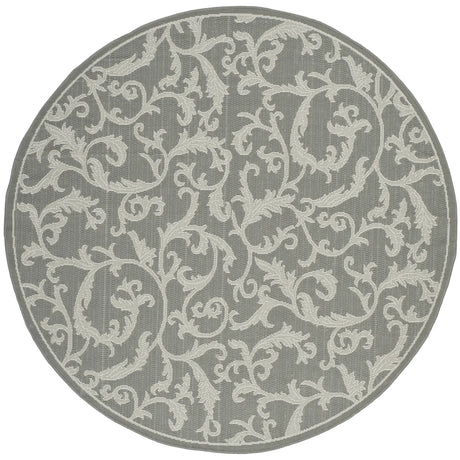 Safavieh Courtyard 5'-3" x 5'-3" Rug in Anthracite / Light Grey