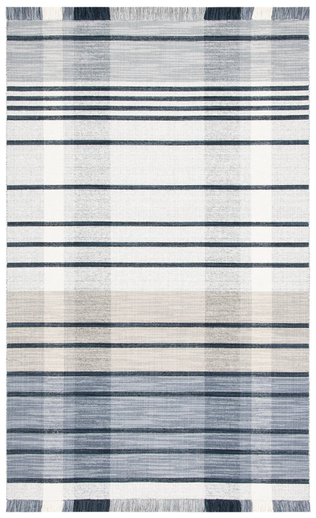Safavieh Striped Kilim 4'-0" x 6'-0" Rug in Light Grey / Black
