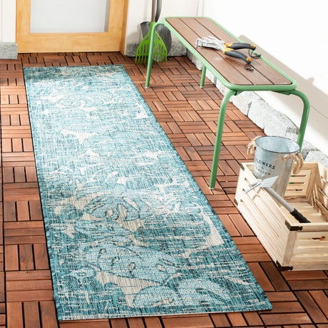 Safavieh Courtyard 2'-3" x 8'-0" Rug in Grey / Aqua
