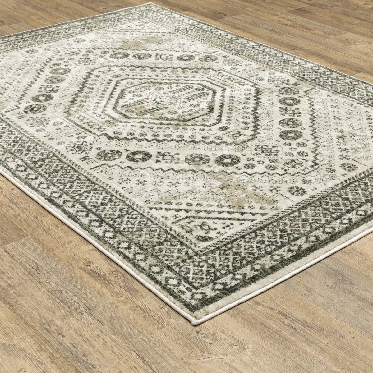 Oriental Weavers Sphinx Georgia 659C0 Ivory/ Grey Rugs - angle detail