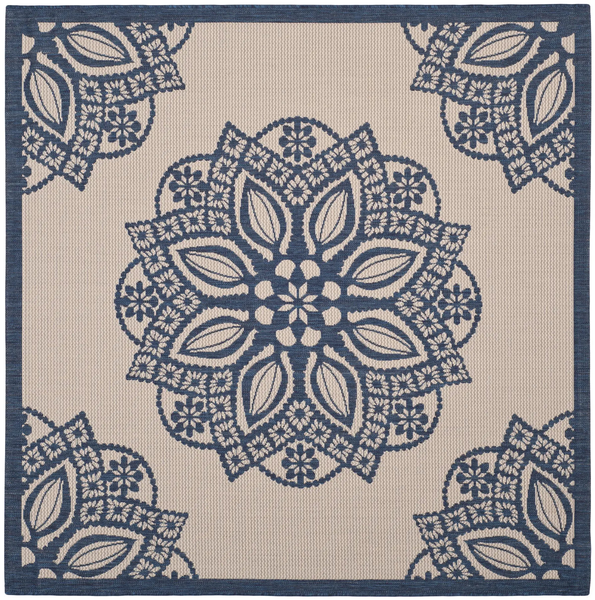 Safavieh Courtyard 6'-7" x 6'-7" Rug in Beige / Navy