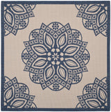 Safavieh Courtyard 6'-7" x 6'-7" Rug in Beige / Navy