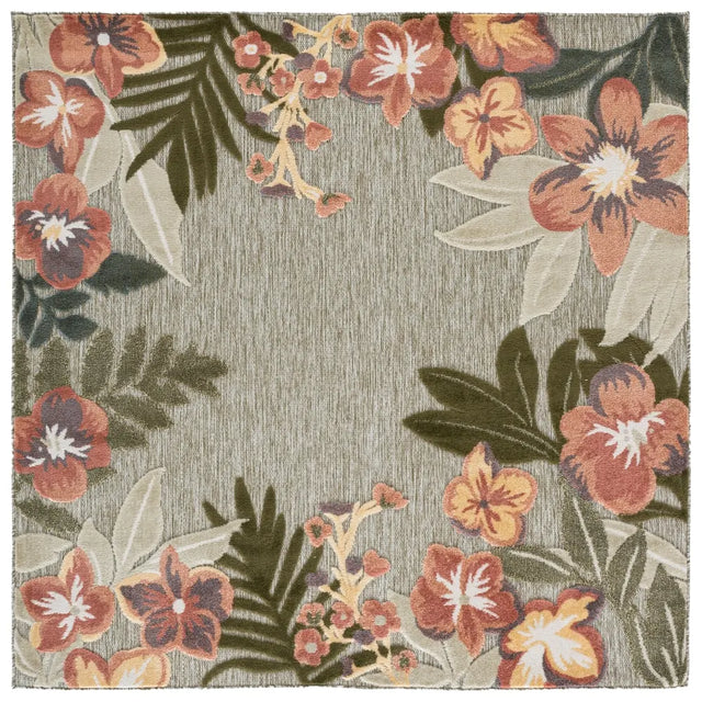 Safavieh Cabana 6'-7" x 6'-7" Rug in Green / Rust