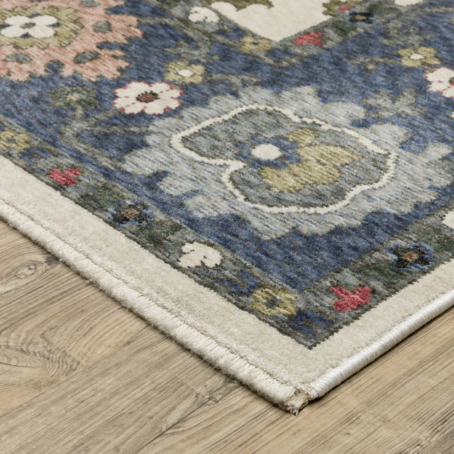 Oriental Weavers Sphinx HASTINGS HA01E Ivory Floral Rugs - corner detail