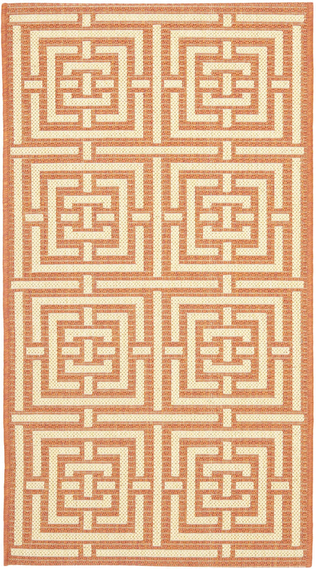 Safavieh Courtyard 2'-0" x 3'-7" Rug in Terracotta / Cream