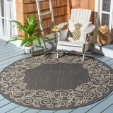 Safavieh Courtyard 6'-7" x 6'-7" Rug in Black / Beige