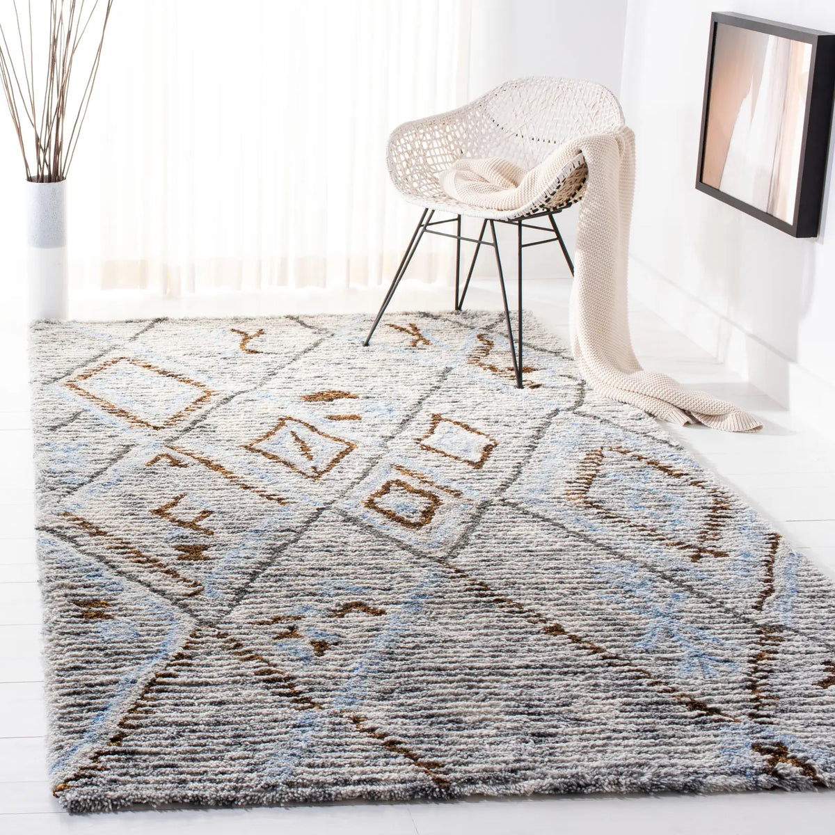 Safavieh Casablanca Shag 5'-0" x 8'-0" Rug in Grey / Blue