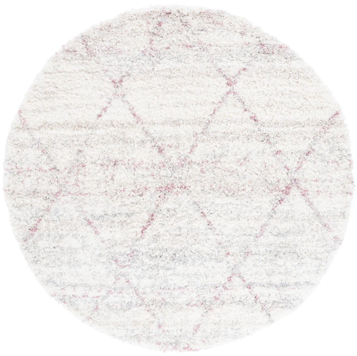 Safavieh Fontana Shag  800 6'-7" x 6'-7" Rug in Pink / Ivory