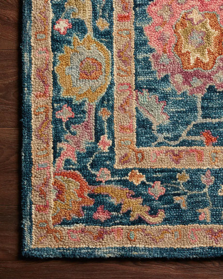 Loloi Padma Pma-01 Marine/Multi Rugs - corner on wood