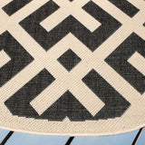 Safavieh Courtyard 5'-3" x 5'-3" Rug in Black / Beige