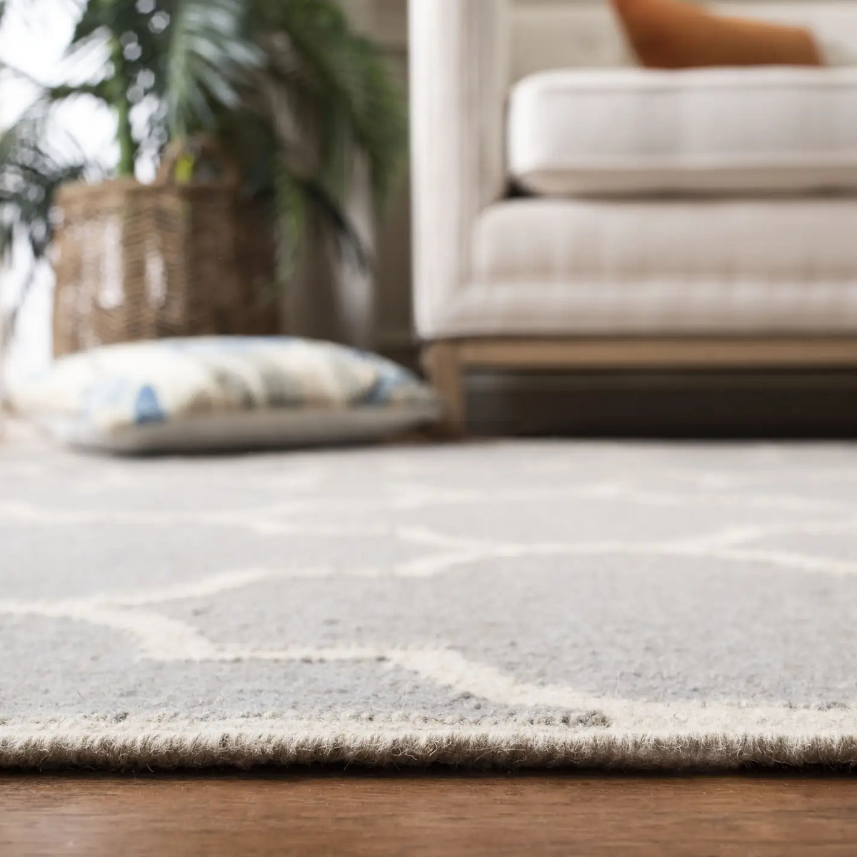 Safavieh Dhurries 4'-0" x 6'-0" Rug in Dark Grey / Ivory