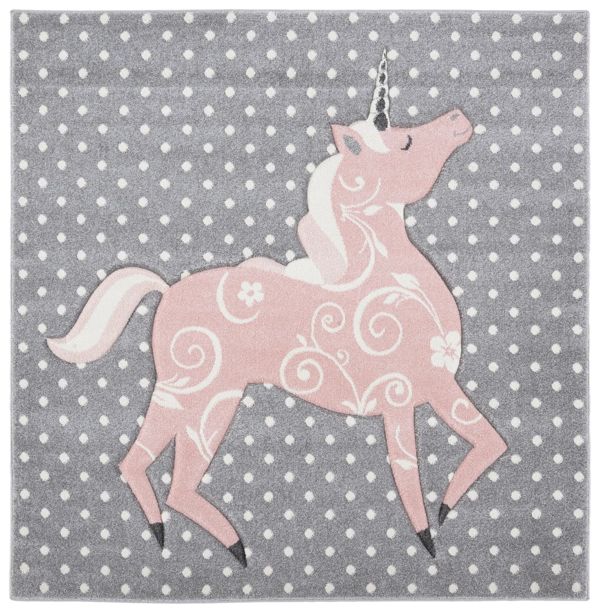 Safavieh Carousel Kids 100 5'-3" x 5'-3" Rug in Grey/Ivory / Pink