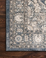 Loloi Teagan Tea-01 Denim/Mist Rugs - corner on wood