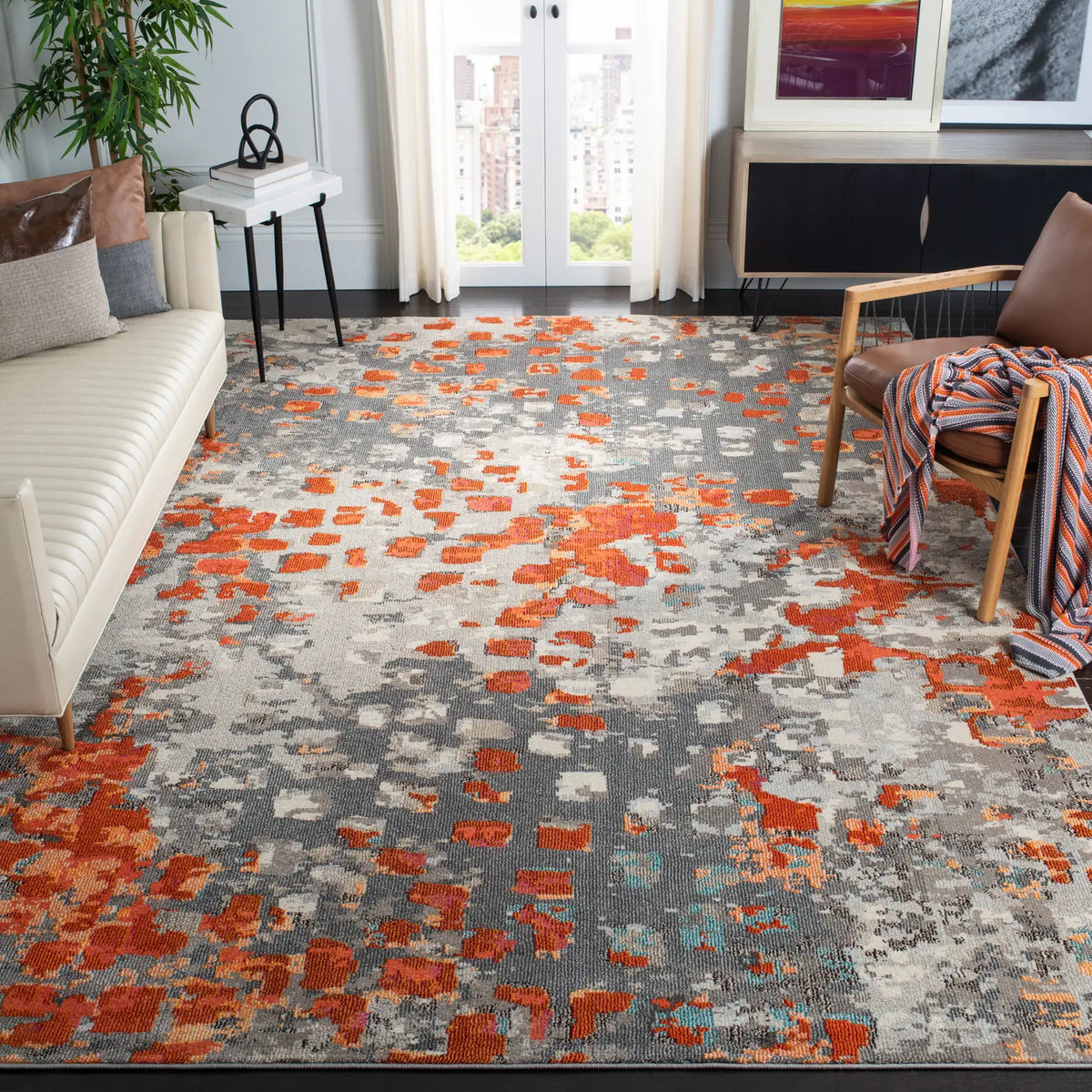Safavieh Monaco 10'-0" x 14'-0" Rug in Grey / Orange