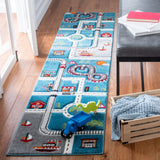 Safavieh Carousel Kids 100 2'-3" x 10'-0" Rug in Turquoise / Ivory
