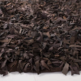 Safavieh Leather Shag 5'-0" x 5'-0" Rug in Dark Brown