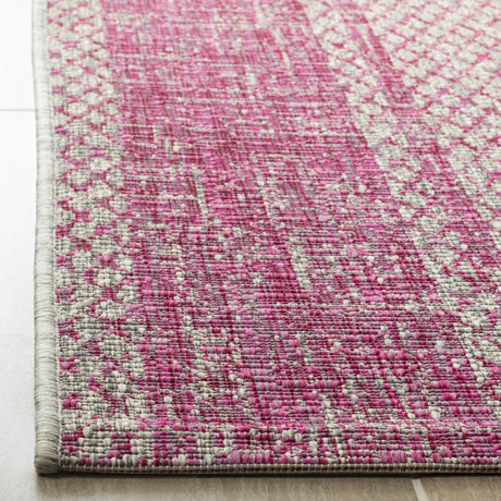 Safavieh Courtyard 4'-0" x 5'-7" Rug in Light Grey / Fuchsia