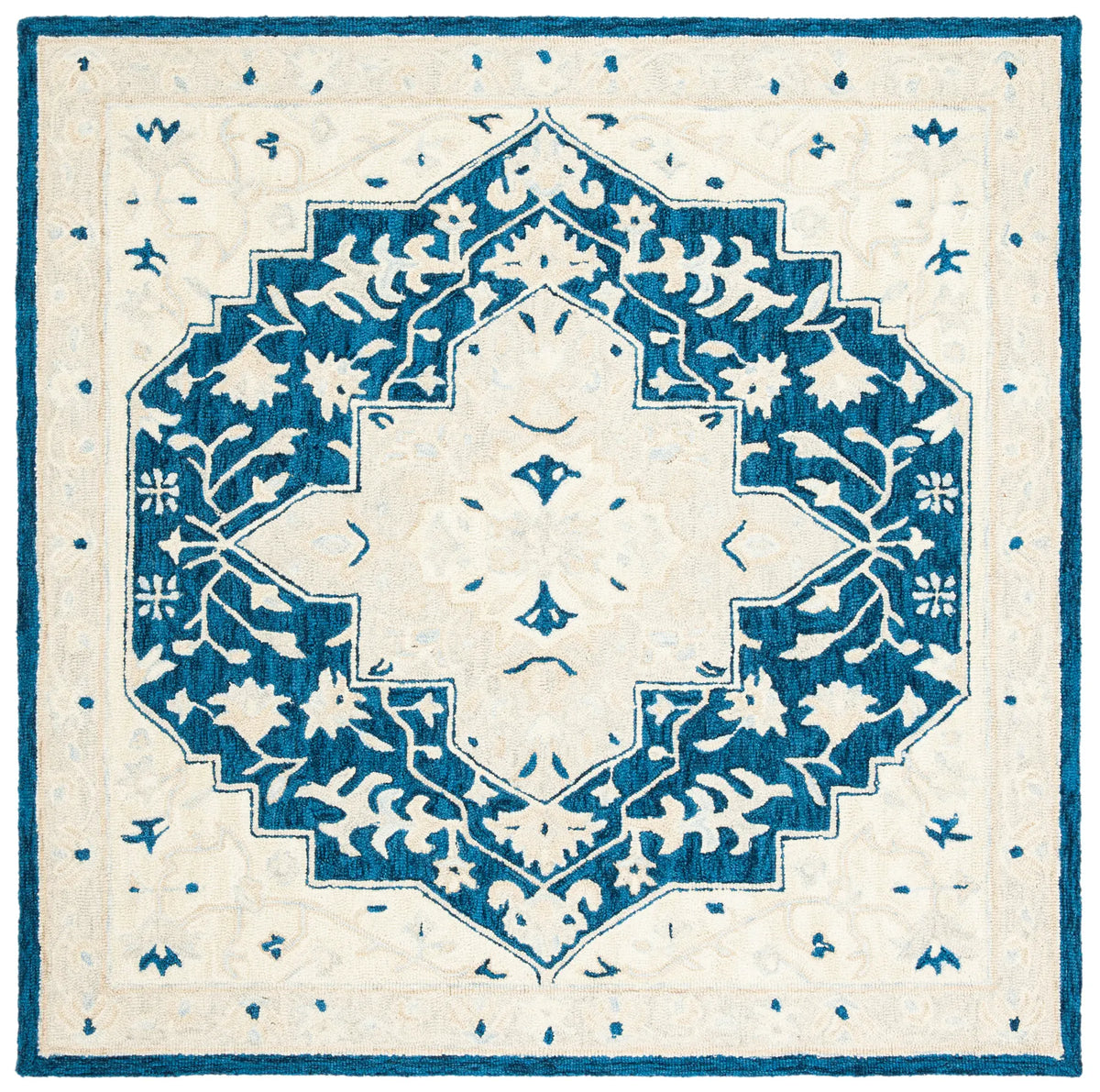 Safavieh Micro-Loop 5'-0" x 5'-0" Rug in Navy / Ivory