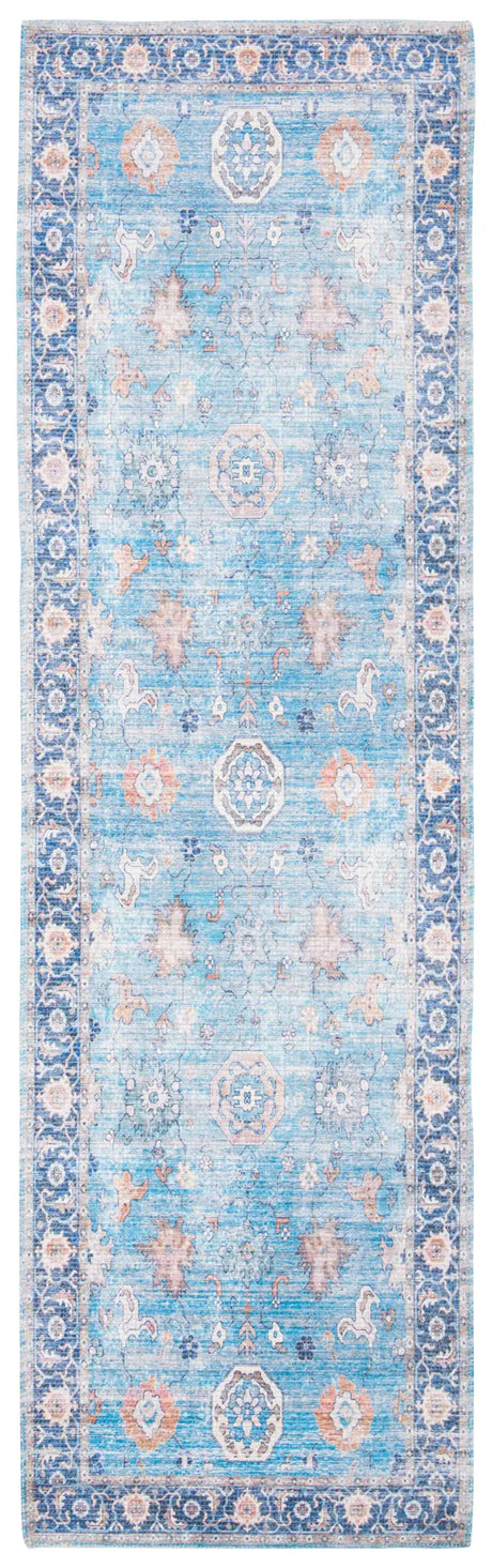 Safavieh Saffron 2'-3" x 8'-0" Rug in Aqua / Navy