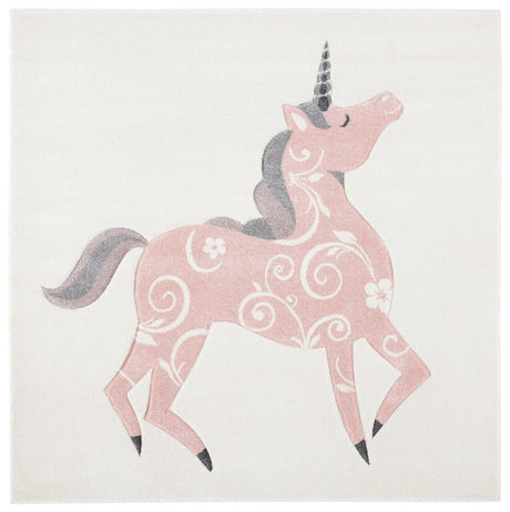 Safavieh Carousel Kids 100 5'-3" x 5'-3" Rug in Ivory / Pink