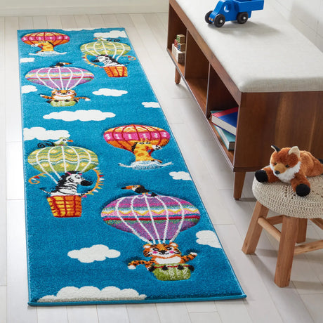 Safavieh Carousel Kids 100 2'-0" x 8'-0" Rug in Blue / Green
