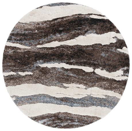 Safavieh Hi-Lo Shag 6'-7" x 6'-7" Rug in Brown / Beige Blue