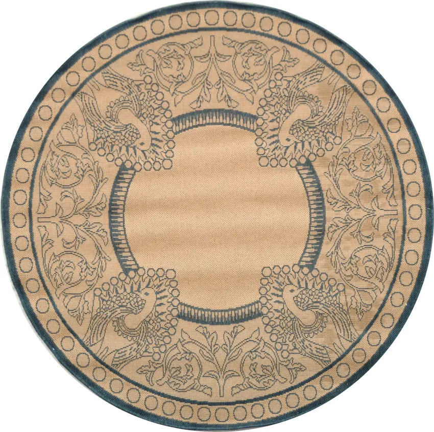 Safavieh Courtyard 5'-3" x 5'-3" Rug in Natural / Blue