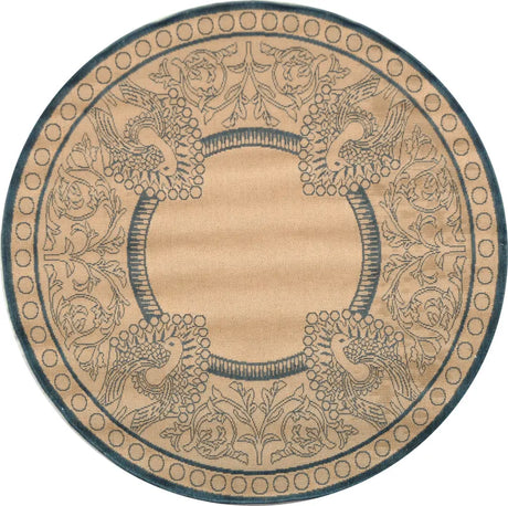 Safavieh Courtyard 5'-3" x 5'-3" Rug in Natural / Blue