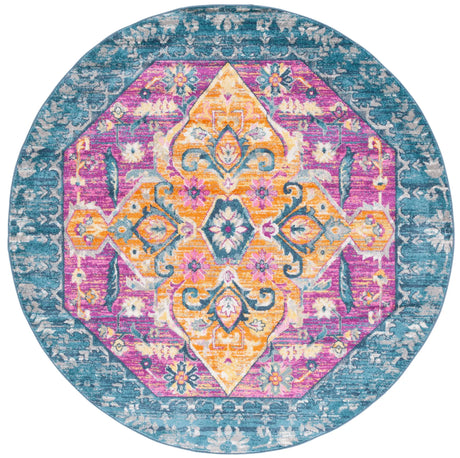 Safavieh Madison 6'-7" x 6'-7" Rug in Blue / Fuchsia