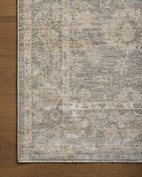 Loloi Tabitha Tai-04 Slate/Natural Rug - corner on wood