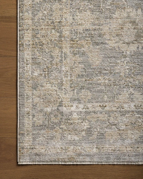 Loloi Tabitha Tai-04 Slate/Natural Rug - corner on wood