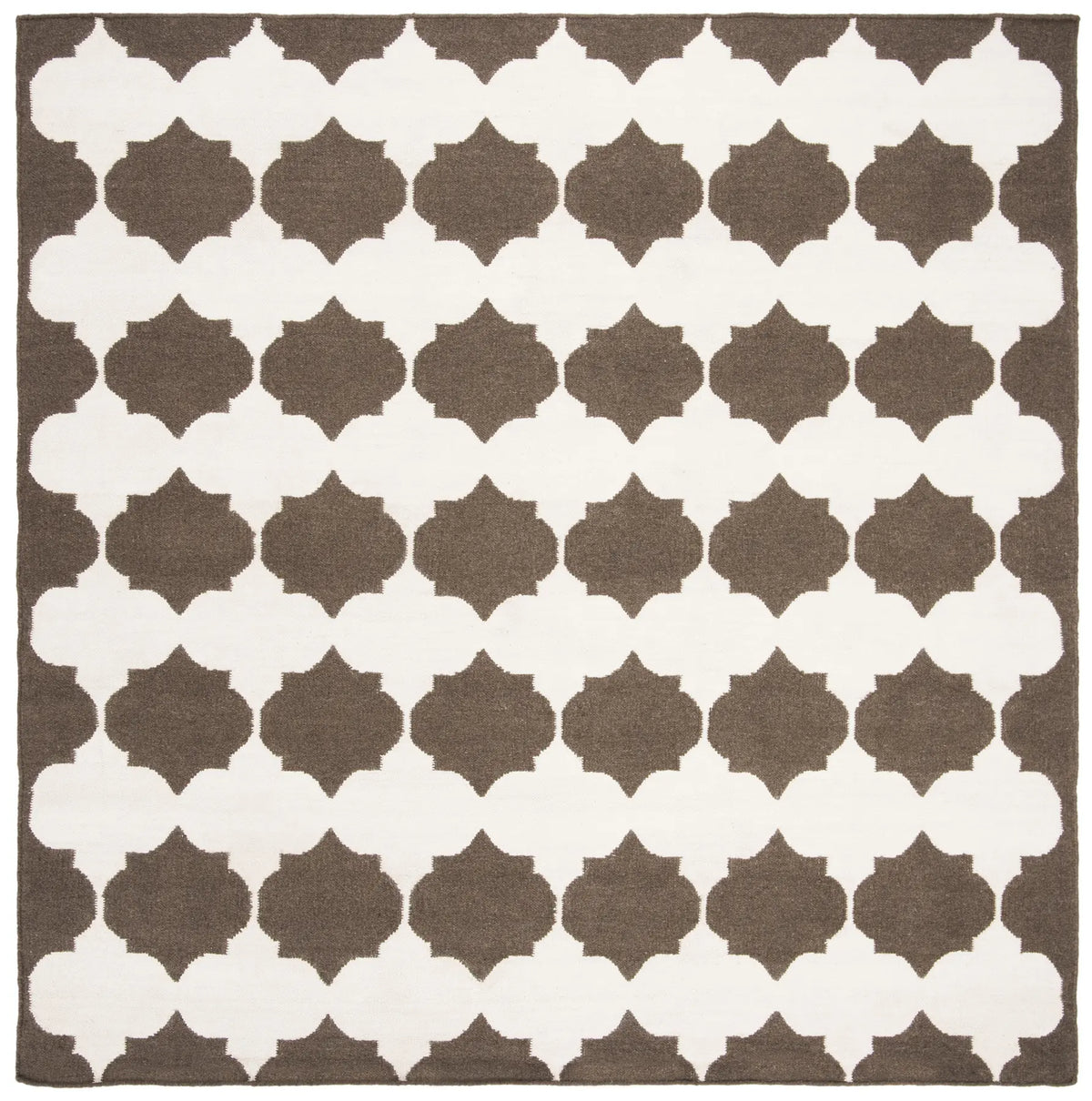 Safavieh Dhurries 7'-0" x 7'-0" Rug in Brown / Ivory