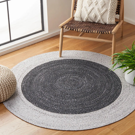 Safavieh Braided 5'-0" x 5'-0" Rug in Black / Light Grey