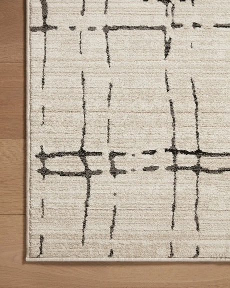 Loloi Darby Dar-06 Sand/Dk. Grey Rug - corner on wood