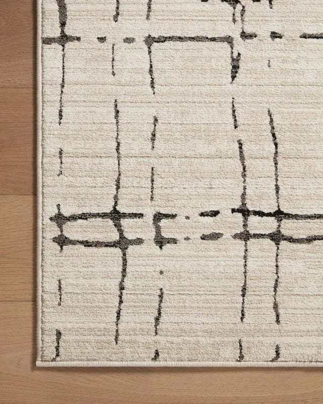 Loloi Darby Dar-06 Sand/Dk. Grey Rug - corner on wood