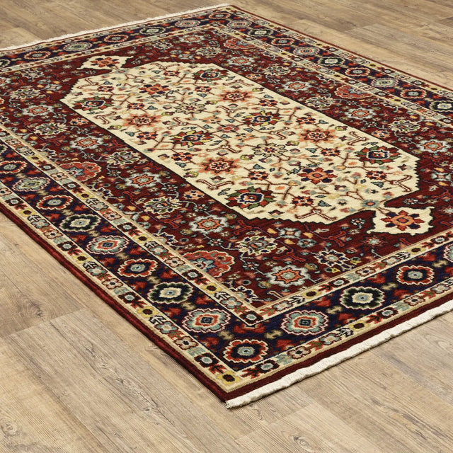 Oriental Weavers Sphinx Lilihan 1802W Red/ Ivory Rugs - angle detail