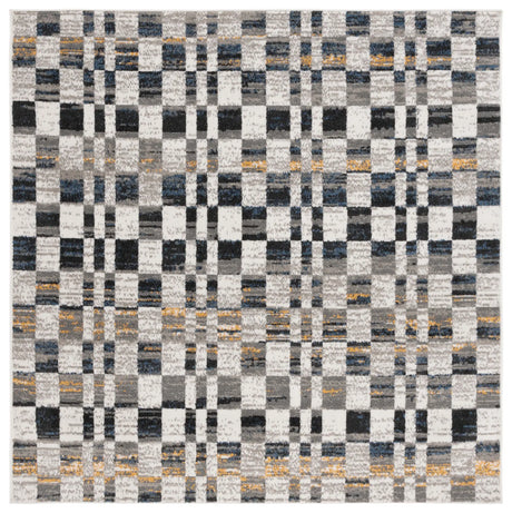 Safavieh Pyramid 6'-7" x 6'-7" Rug in Ivory / Grey Navy