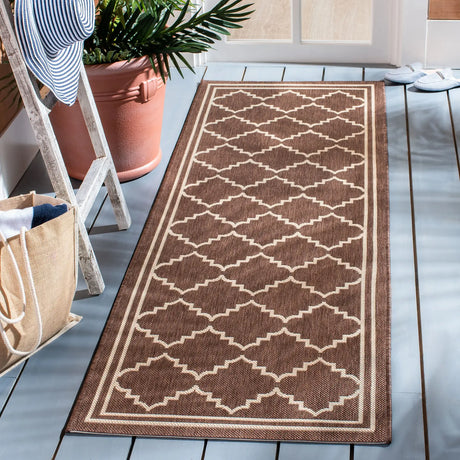 Safavieh Courtyard 2'-3" x 10'-0" Rug in Chocolate / Cream