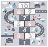 Safavieh Kids Playhouse 200 5'-0" x 5'-0" Rug in Grey / Pink