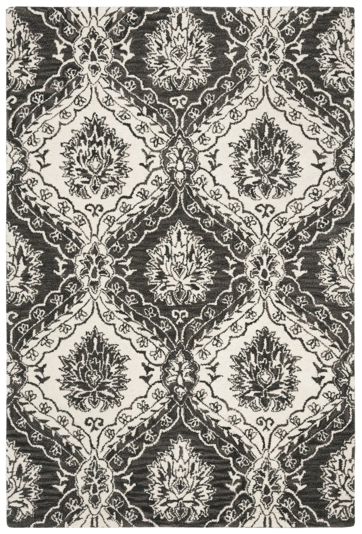 Safavieh Blossom 4'-0" x 6'-0" Rug in Charcoal / Ivory