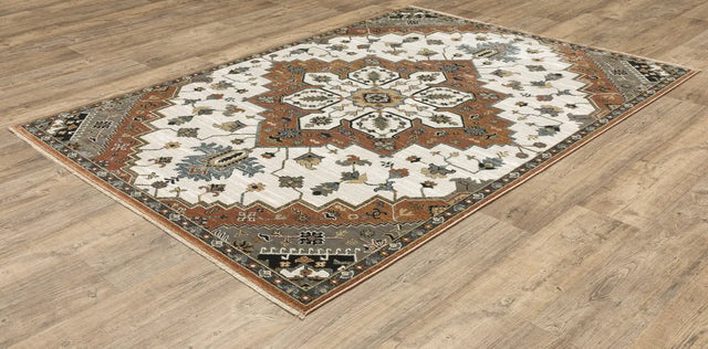 Oriental Weavers Sphinx KEIRA KEI03 Rust Medallion Rugs - angle detail