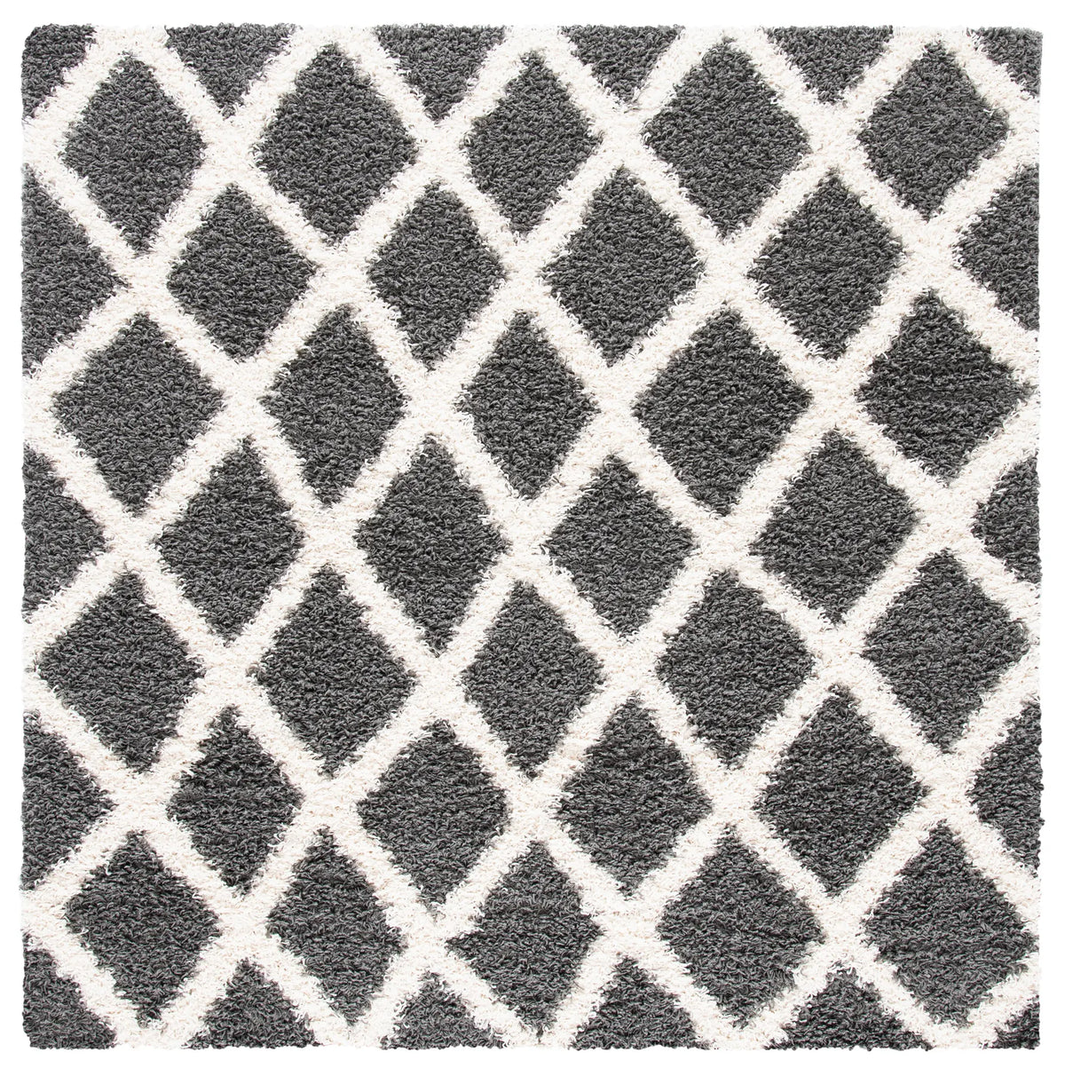 Safavieh Sgd-Dallas Shag 6'-0" x 6'-0" Rug in Dark Grey / Ivory