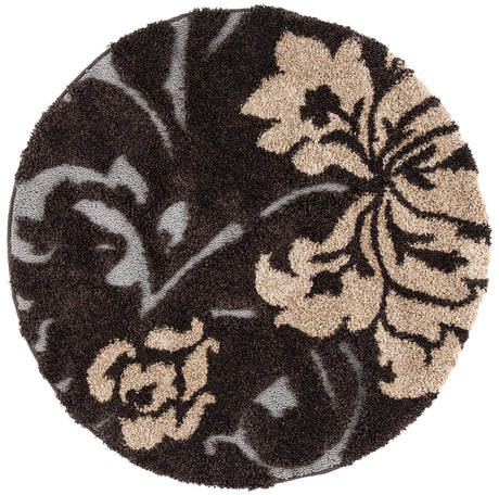 Safavieh Florida Shag 4'-0" x 4'-0" Rug in Dark Brown / Smoke