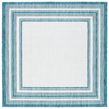 Safavieh Courtyard 6'-7" x 6'-7" Rug in Ivory / Teal