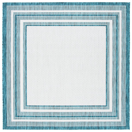Safavieh Courtyard 6'-7" x 6'-7" Rug in Ivory / Teal