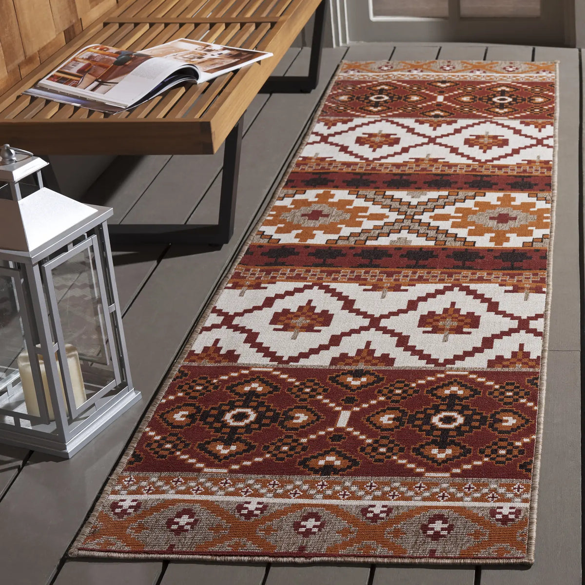 Safavieh Veranda 2'-3" x 12'-0" Rug in Red / Beige
