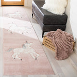 Safavieh Carousel Kids 100 2'-3" x 10'-0" Rug in Pink / Ivory